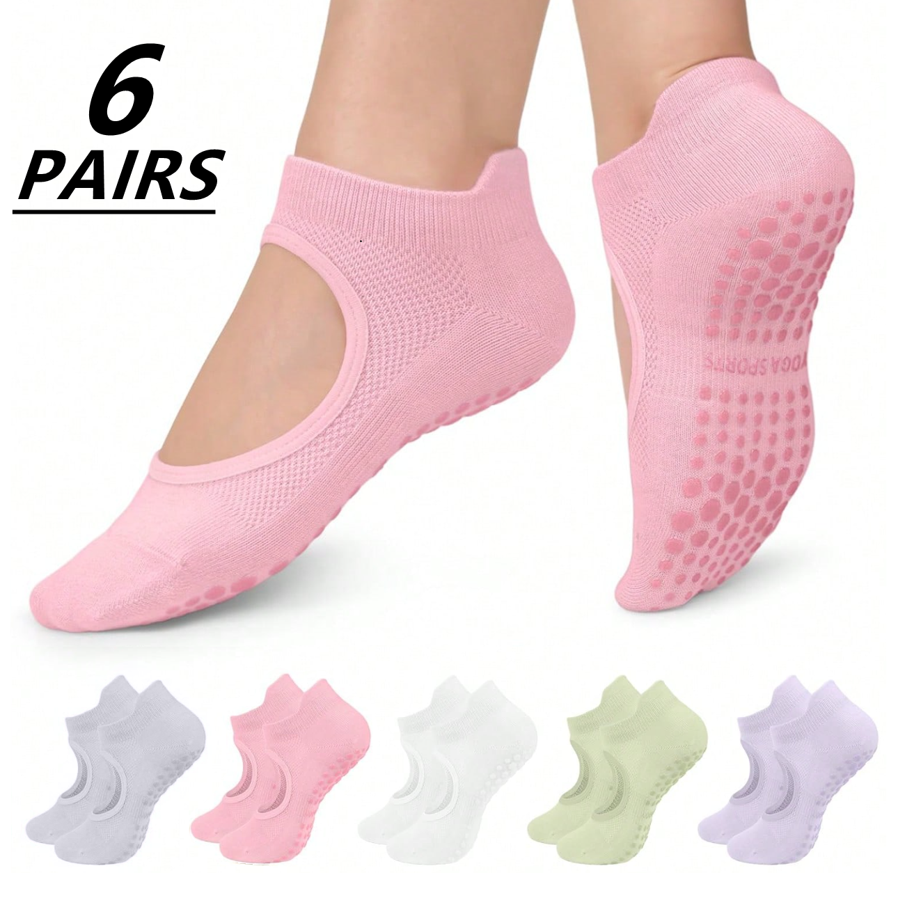 Home Gym Floor - 1/6_Pairs Women'S Yoga Socks Non-Slip Pilates