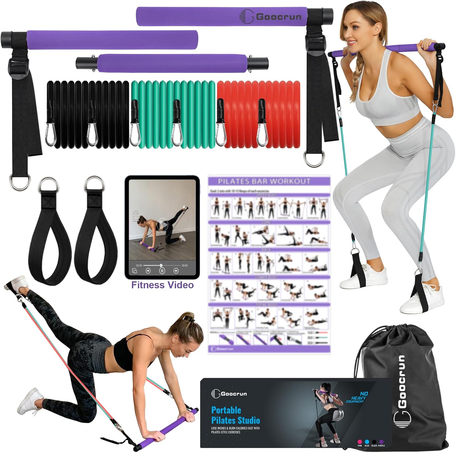Home Gym Video - Portable Pilates Bar Kit with Resistance