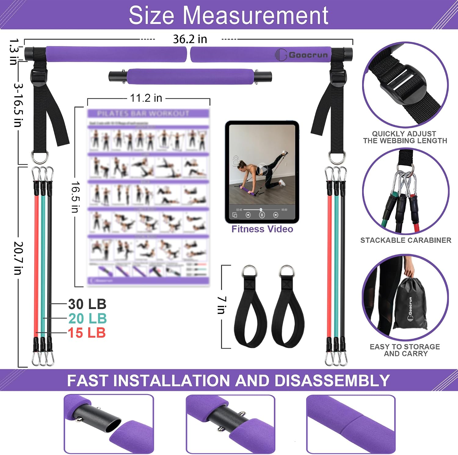 Portable Pilates Bar Kit with  - огляд і ціна Home Gym Video